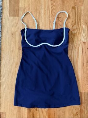 alo blue and white dress Airbrush Streamlined Dress